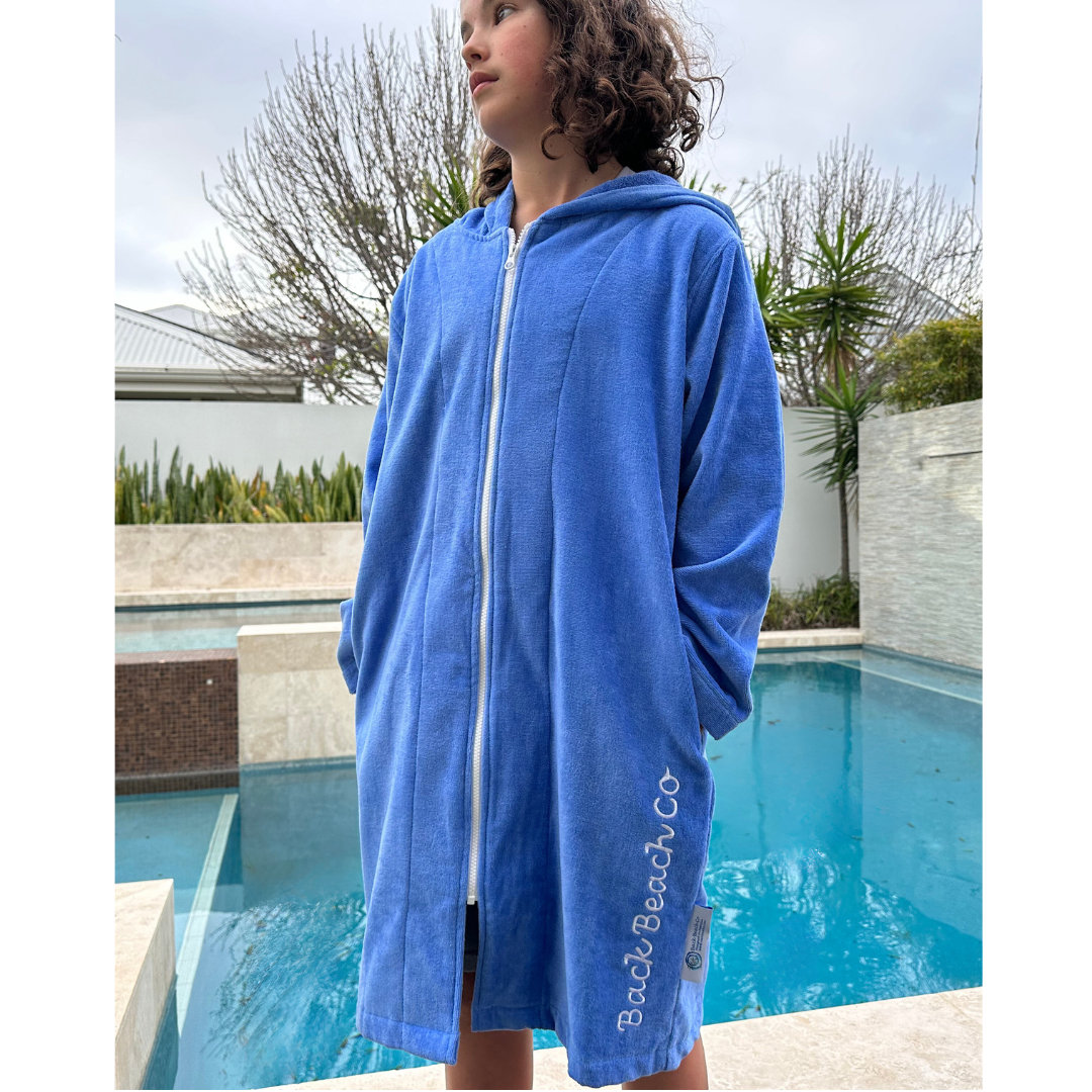 Cotton Towelling Towelling Zip Front Bathrobe Cotton Traders Navy