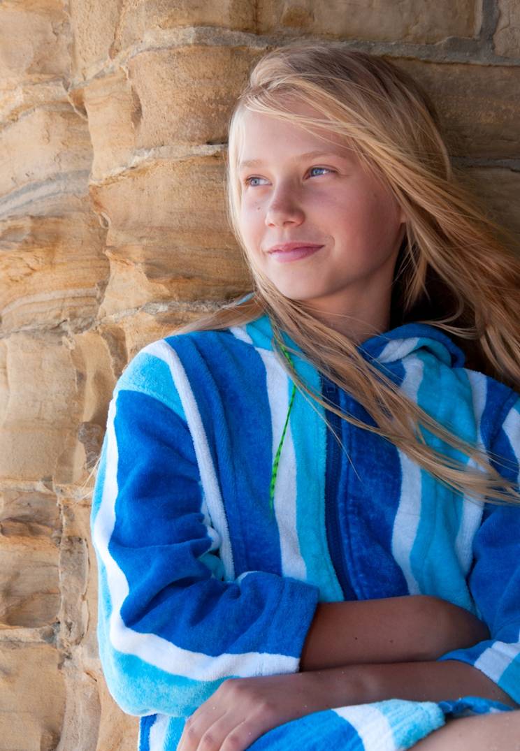 Luxe Blue Stripe Hooded Towel