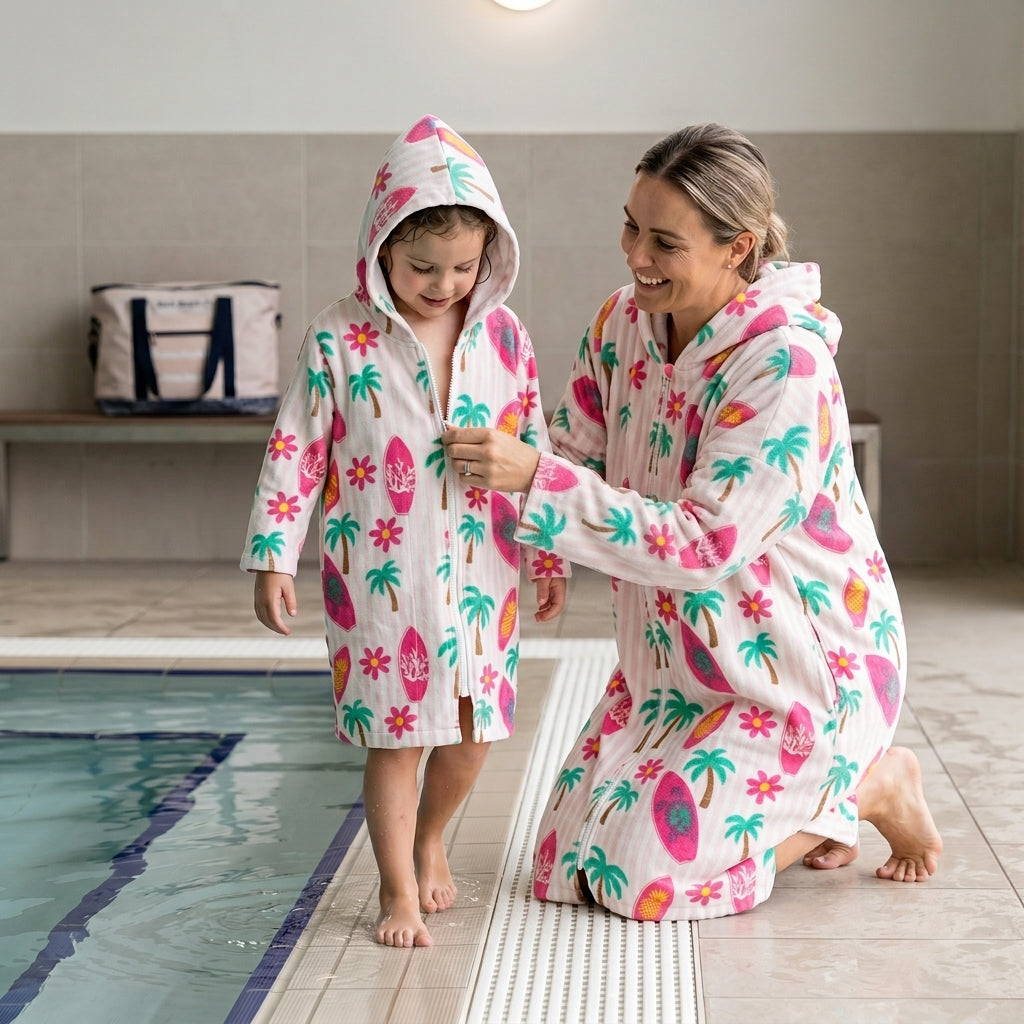 Hooded towel with full zip