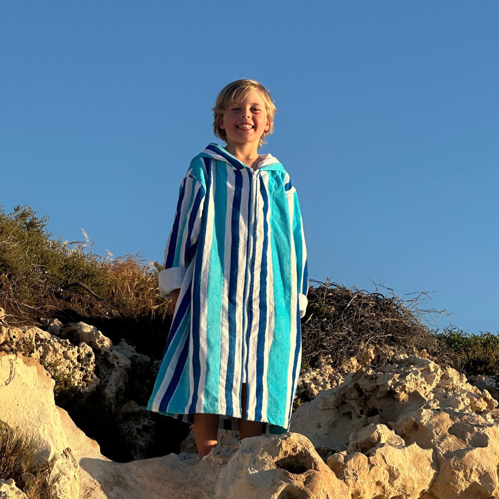 Blue Stripe Hooded Towel (5-7y, 7-11y, S-M, M-L, L-XL)