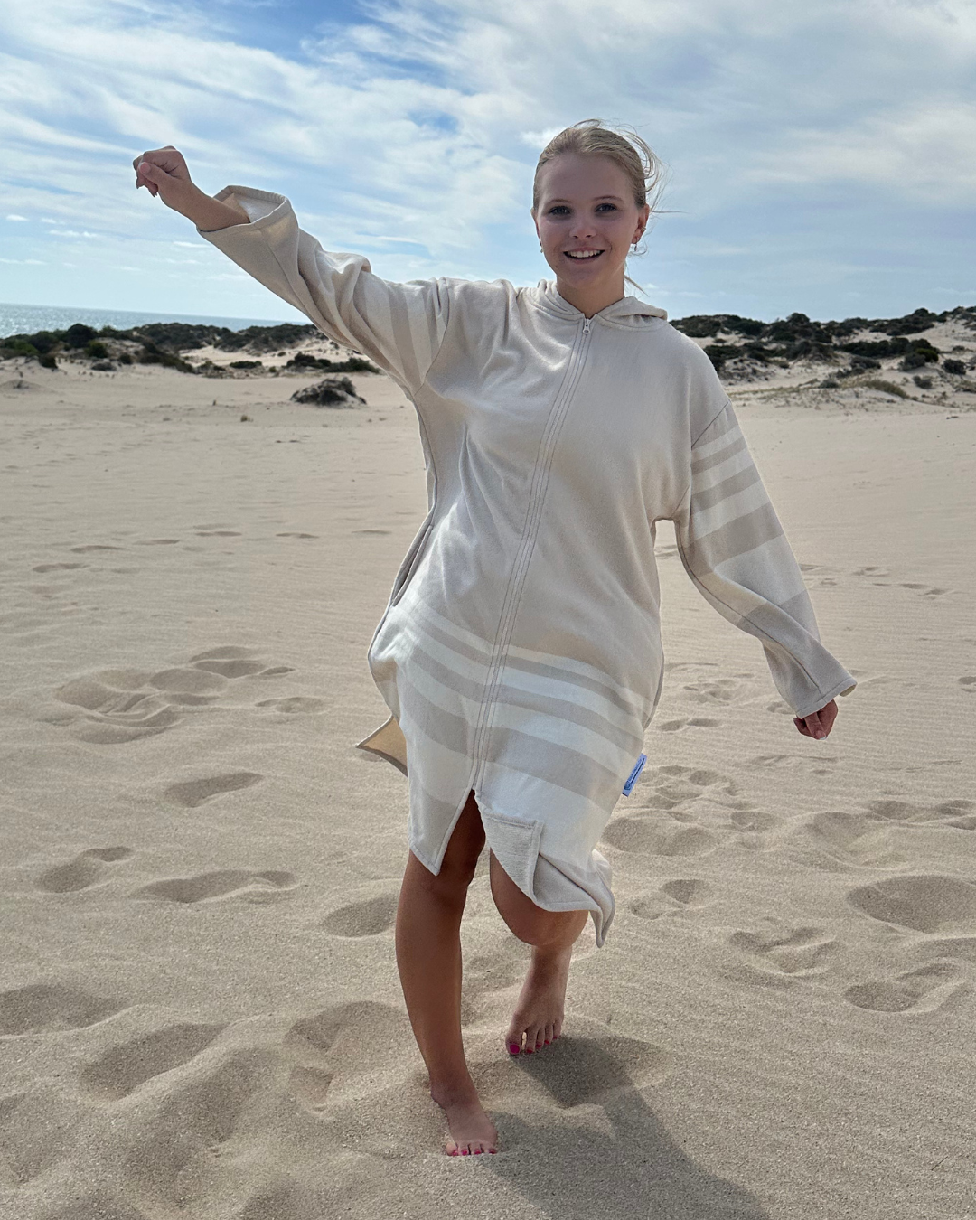 Sand Turkish Hooded Towel  (M-L Only)