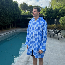 Load image into Gallery viewer, Luxe Tidal Checker Hooded Towel