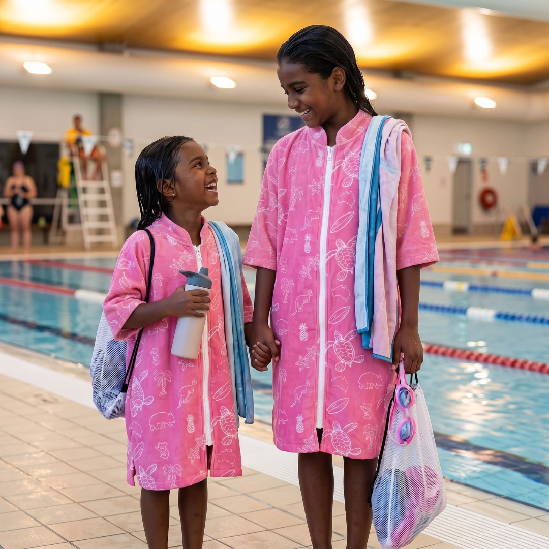 NO HOOD Pink Australia Zip-Up Towel (3-5y, 5-7y, 7-11y, S-M, M-L, L-XL) *Pre-Order*