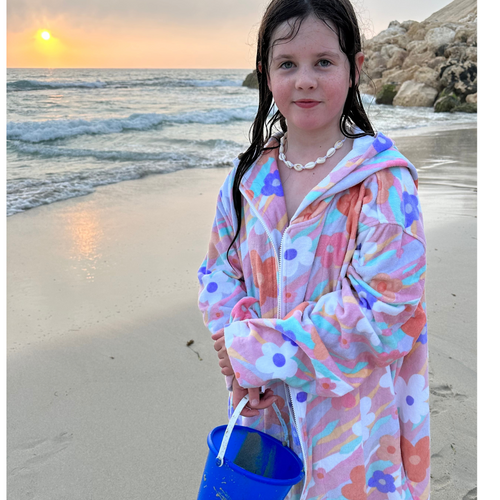 Petal Splash Hooded Towel (12mnths, 3-5y, 5-7y, 7-11y, S-M, M-L)