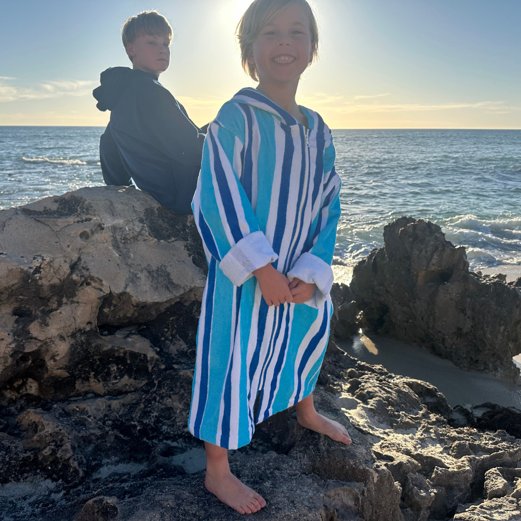 Blue Stripe Hooded Towel (5-7y, 7-11y, S-M, M-L, L-XL)