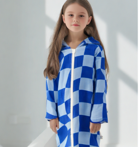 Luxe Tidal Checker Hooded Towel