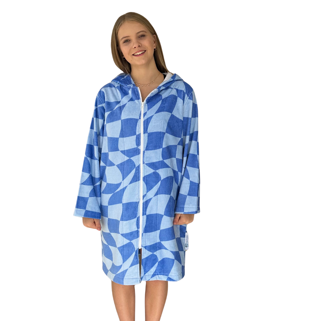 Luxe Tidal Checker Hooded Towel