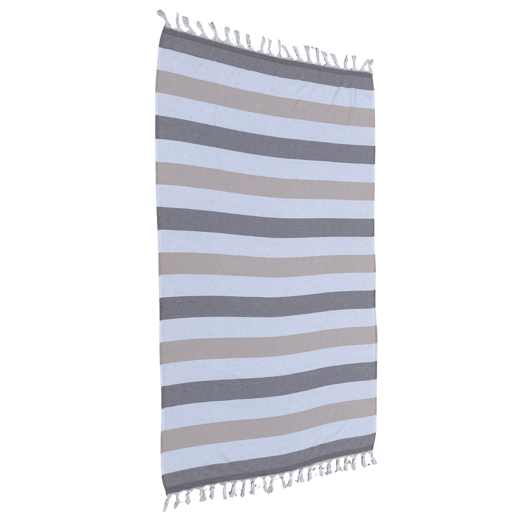 Turkish Terry Beach Towels - Beige/Brown/White