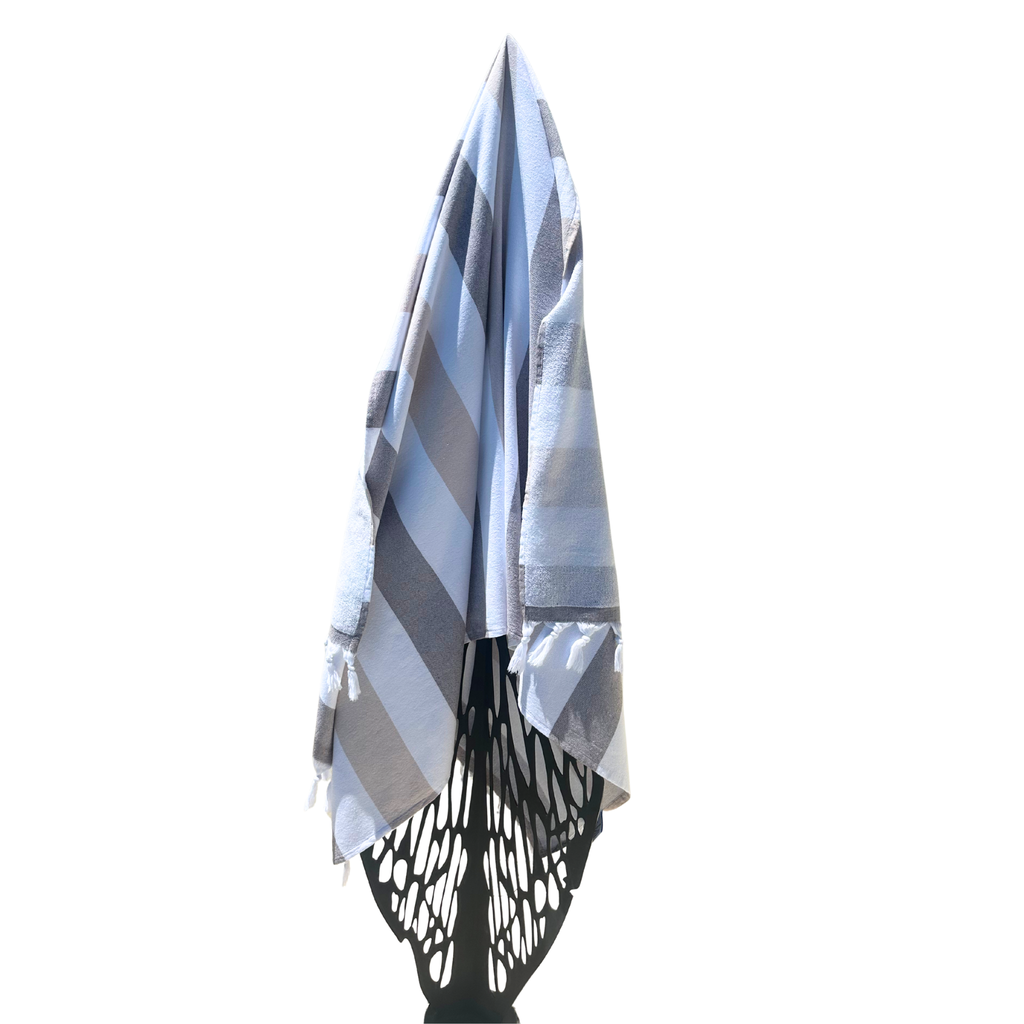 Turkish Terry Beach Towels - Beige/Brown/White