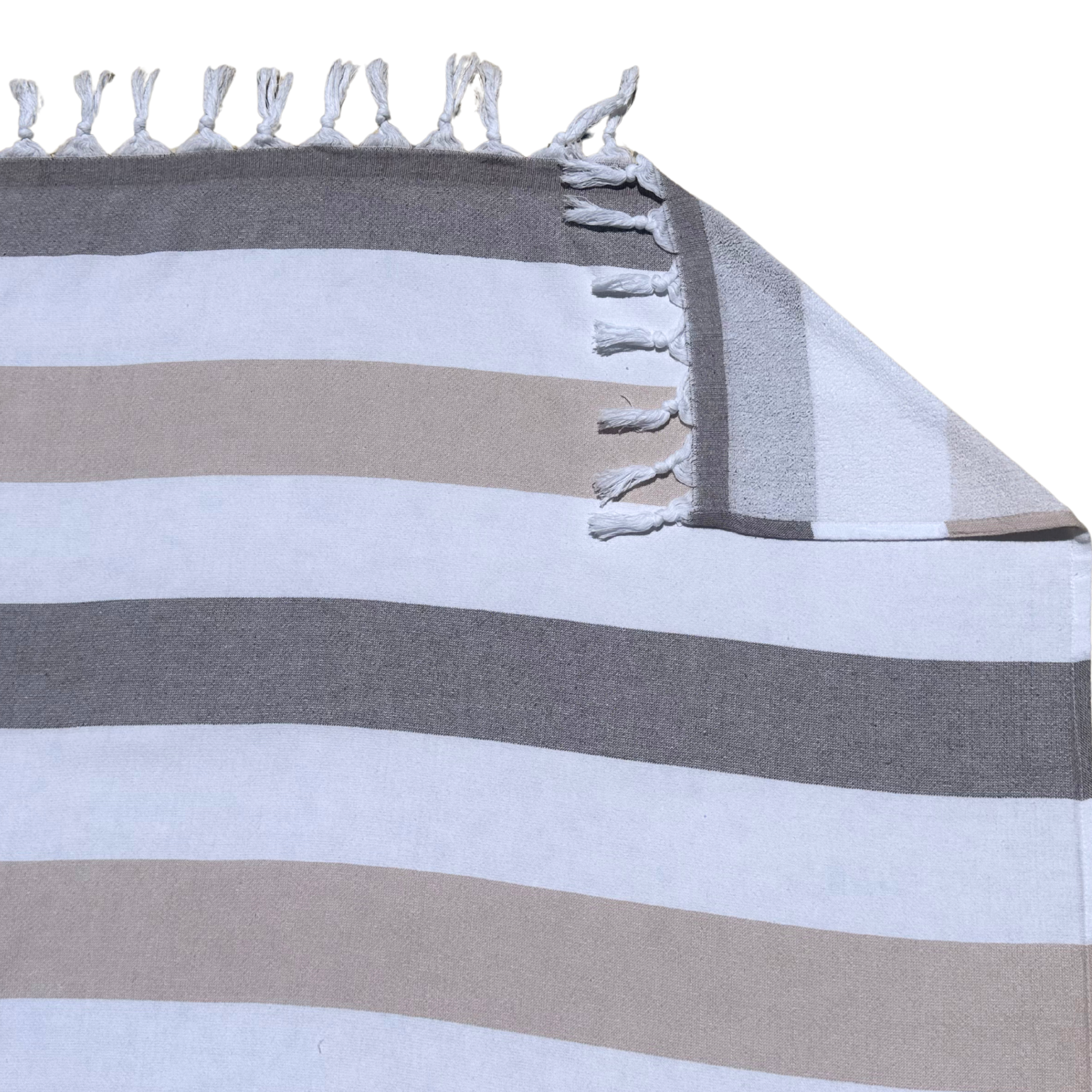 Turkish Terry Beach Towels - Beige/Brown/White