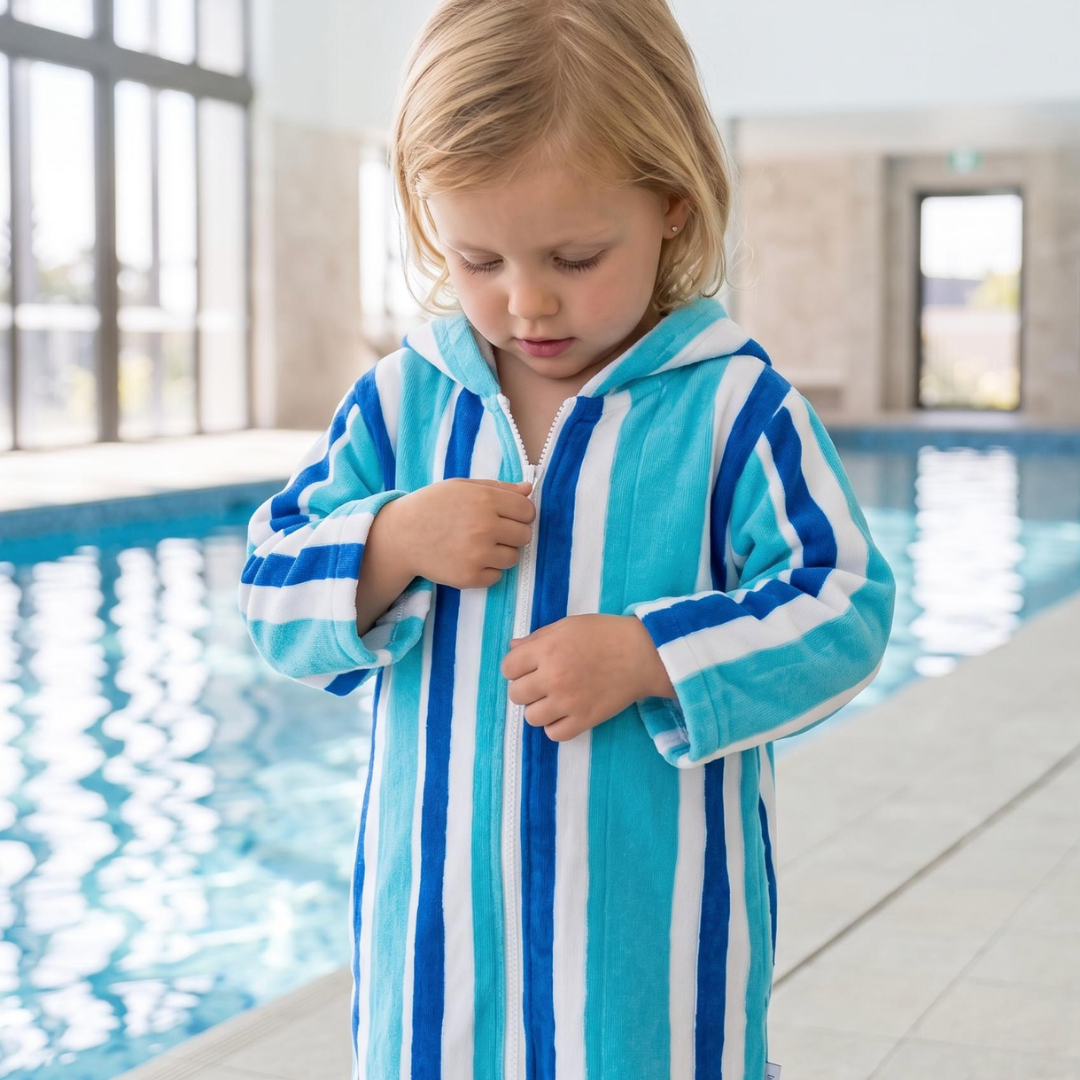 Blue Stripe Hooded Towel (5-7y, 7-11y, S-M, M-L, L-XL)