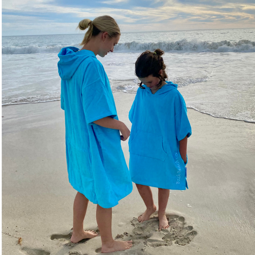 Short Sleeve Cotton Poncho Sea Salt
