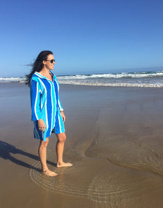Luxe Blue Stripe Hooded Towel